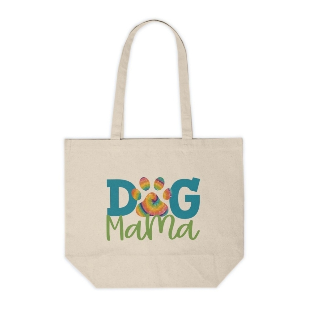 Tie Dye Paw Print Dog Mama Custom Canvas Tote Bag